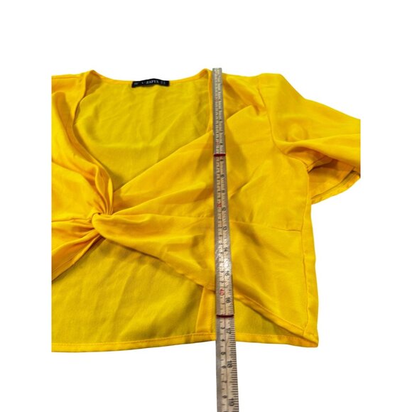 Yellow Zaful Womens Twist Front Crop Top  Size L - Picture 9 of 9